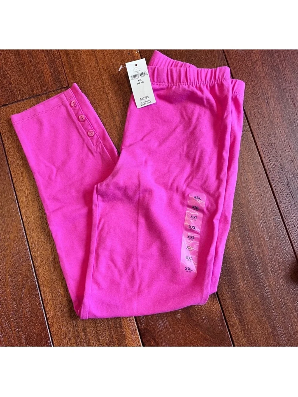 GAP Kids Girls Bright Fuschia Knit Leggings with Button Hem XXL NWT